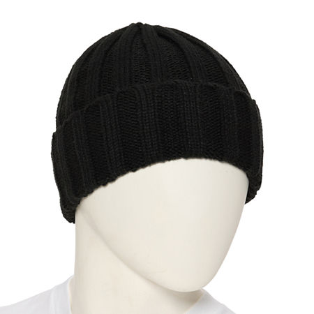 Mutual Weave Ribbed Mens Beanie, One Size, Black