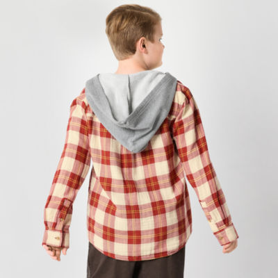 Thereabouts Little & Big Boys Hooded Long Sleeve Flannel Shirt