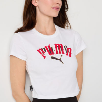 PUMA Play.Loud Womens Crew Neck Short Sleeve Crop Top