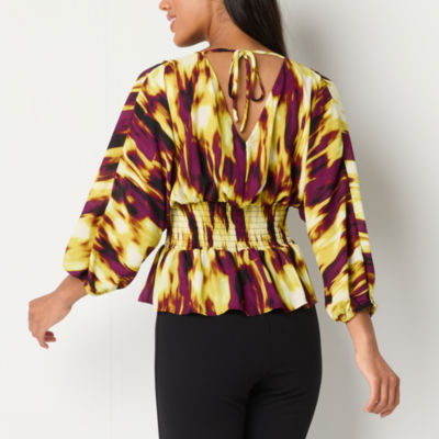 Bold Elements Womens V Neck 3/4 Sleeve Blouse