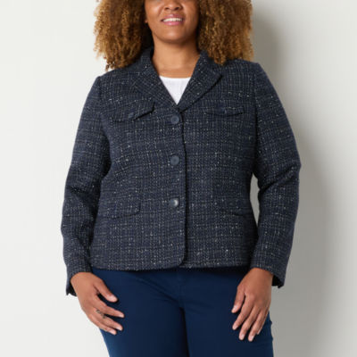 Liz Claiborne Boucle Womens Classic Fit Blazer-Plus