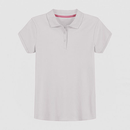 IZOD Little & Big Girls Short Sleeve Polo Shirt, 14, White