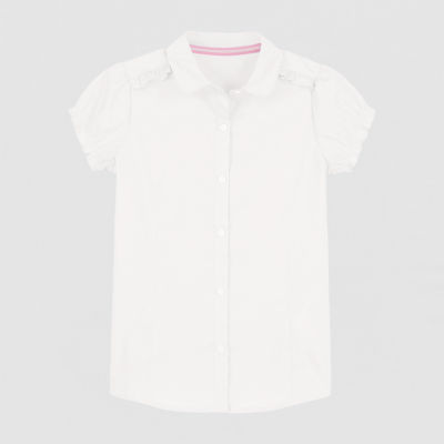IZOD Little & Big Girls Stretch Fabric Short Sleeve Button-Down Shirt