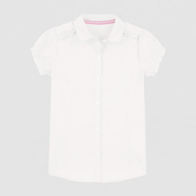IZOD Little & Big Kid Girls Short Sleeve Regular Fit Stretch Fabric Button-Down Shirt