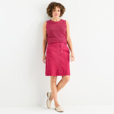 Liz Claiborne Womens Mid Rise Midi A-Line Skirt