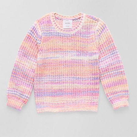 Okie Dokie Toddler & Little Girls Crew Neck Long Sleeve Pullover Sweater, 4t, Pink