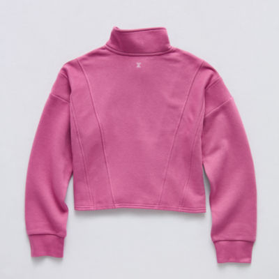 Xersion Little & Big Kid Girls Mock Neck Long Sleeve Fleece Active Quarter-Zip Pullover