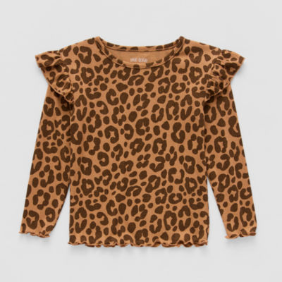 Okie Dokie Toddler & Little Girls Round Neck Long Sleeve Regular Fit Graphic T-Shirt