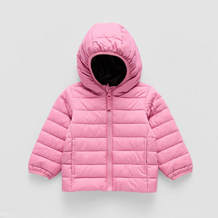 Okie Dokie Reversible Baby Girls Water Resistant Midweight Puffer Jacket, 12 Months, Black