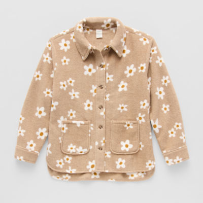 Thereabouts Little & Big Kid Girls Faux Fur Lightweight Shirt Jacket