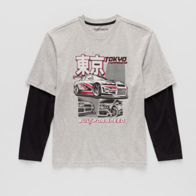 Thereabouts Little & Big Kid Boys Crew Neck Long Sleeve Oversized Graphic T-Shirt