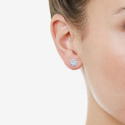 3/ CT. T.W. Natural White Diamond Sterling Silver 10.6mm Flower Stud Earrings