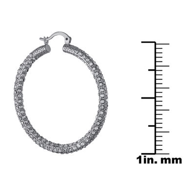 Sparkle Allure Womens Crystal 28.7mm Hoop Earrings
