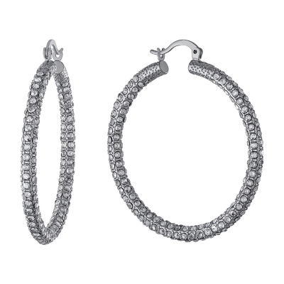Sparkle Allure Crystal Pure Silver Over Brass Hoop Earrings - JCPenney