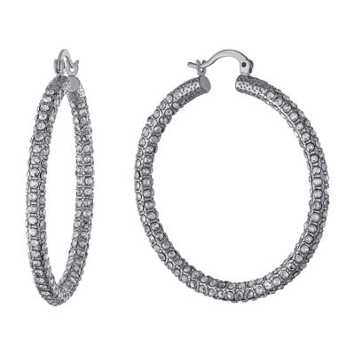 Sparkle Allure Womens Crystal 28.7mm Hoop Earrings