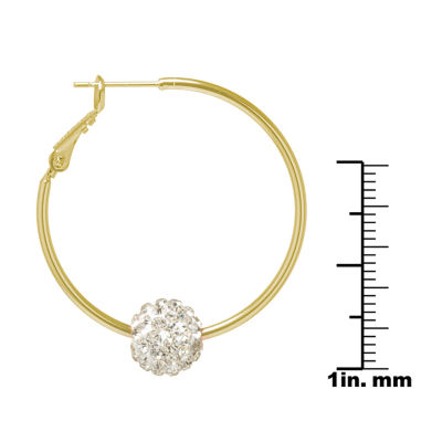 Sparkle Allure Womens Crystal 24K Gold Over Brass 36.1mm Hoop Earrings
