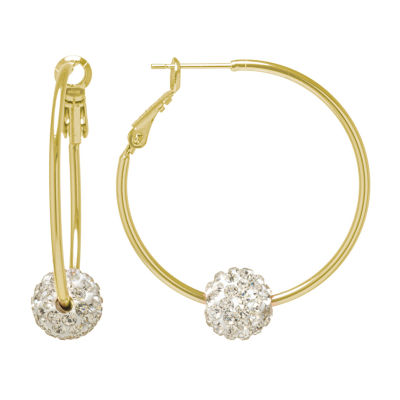 Sparkle Allure Womens Crystal 24K Gold Over Brass 36.1mm Hoop Earrings