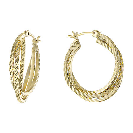 Silver Reflections 24k Gold Over Brass Hoop Earrings In Transparent