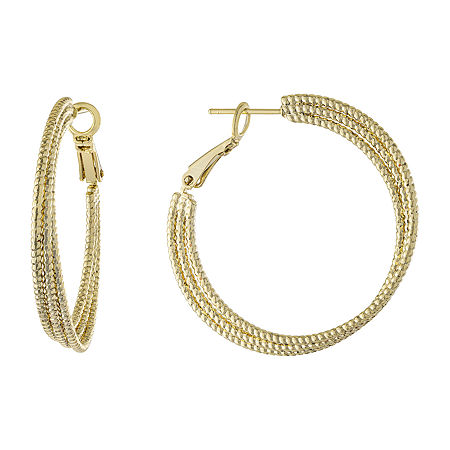 Silver Reflections 24k Gold Over Brass Hoop Earrings In Gold