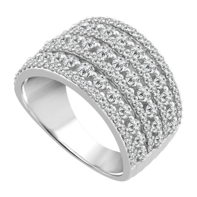 Womens 2 CT. T.W. Genuine White Diamond 10K White Gold Wedding Band