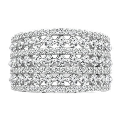 Womens 2 CT. T.W. Genuine White Diamond 10K White Gold Wedding Band