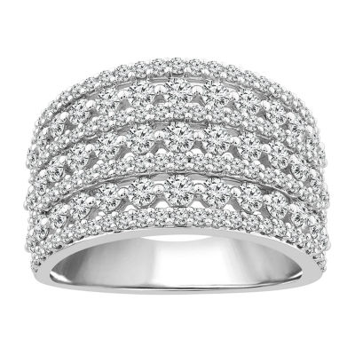 Womens 2 CT. T.W. Genuine White Diamond 10K White Gold Wedding Band