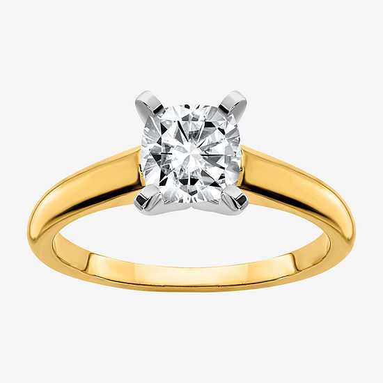 True Light Womens 1 CT. T.W. Lab Created White Moissanite 14K Two Tone Gold Solitaire Engagement Ring