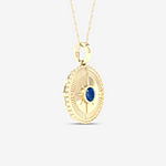 Compass Mens Genuine Blue Lapis 10K Gold Round Pendant Necklace