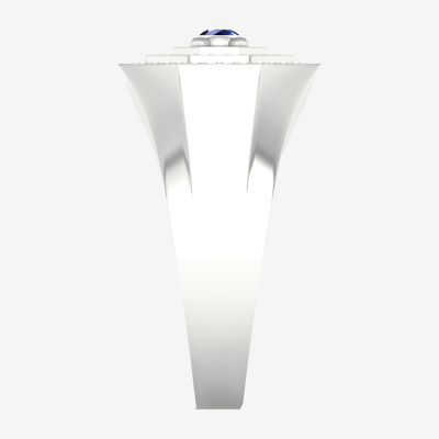 Mens Lab Created Blue Sapphire Sterling Silver Fashion Ring