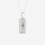 North Star Mens Lab Created Red Ruby Sterling Silver Dog Tag Pendant Necklace