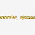 Genuine Green Peridot 18K Gold Over Silver Tennis Bracelet