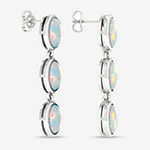 Lab Created Multi Color Opal Sterling Silver Drop Earrings
