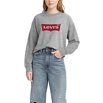 Levi's Womens Crew Neck Long Sleeve Sweatshirt, Color: Grey Batwing -  JCPenney