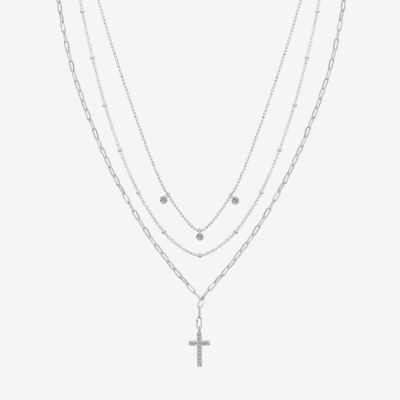Gratitude & Grace Faith Trio Womens Crystal Cross 3-pc. Necklace Set