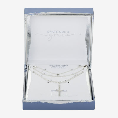 Gratitude & Grace Faith Trio Womens Crystal Cross 3-pc. Necklace Set