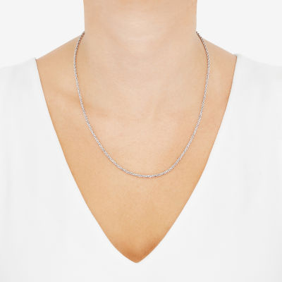10K White Gold 18-24 Inch Hollow Rope Chain Necklace