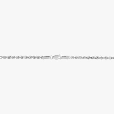 10K White Gold 18-24 Inch Hollow Rope Chain Necklace