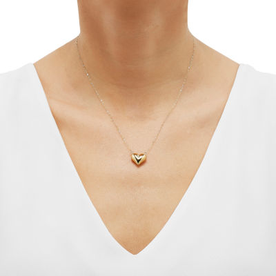 14K Yellow Gold Polished Puffed Heart Necklace