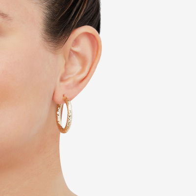 14K Yellow Gold Crystal-Cut Hoop Earrings