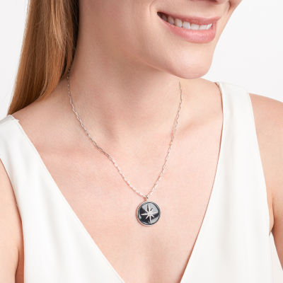 North Star Womens 4 1/2 CT. T.W. Black Agate Sterling Silver Star Pendant Necklaces