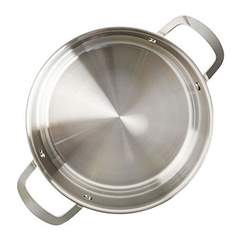 Martha Stewart Castelle 12 in. Stainless Steel Everyday Frying Pan with Steamer and Lid, Silver