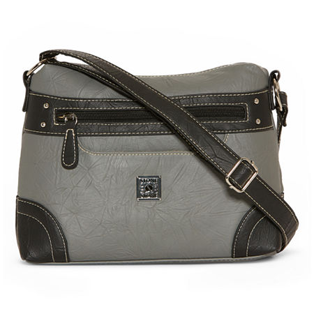 Stone Mountain Washed Irene Bonded Leather Hobo Bag, One Size, Gray