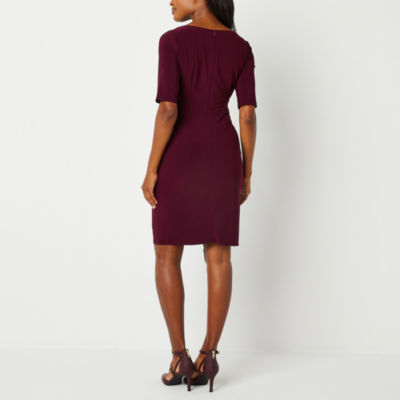 Jessica Howard Plus Short Sleeve Sheath Dress, Color: Wine - JCPenney