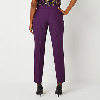 Straight by JCPenney Straight Womens Black Evan-Picone Suit Fit Label - Plum Crepe Color: Pants,