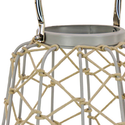 National Tree Co. Candle Rope Weave Glacier Gray Decorative Lantern