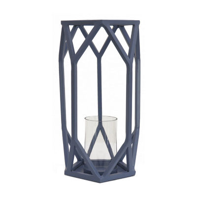 National Tree Co. Candle Glass Chimney Dusty Blue Decorative Lantern