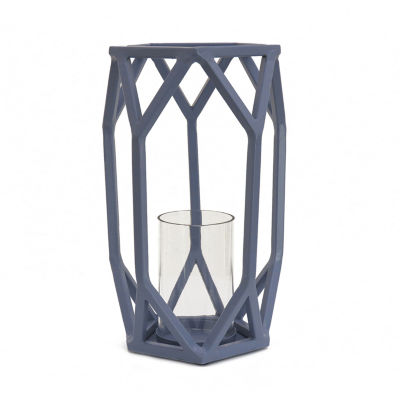 National Tree Co. Candle Glass Chimney Dusty Blue Decorative Lantern