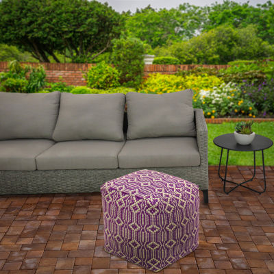 National Tree Co. Hand Woven Pouf Ottoman Lavender Lounge Cushions