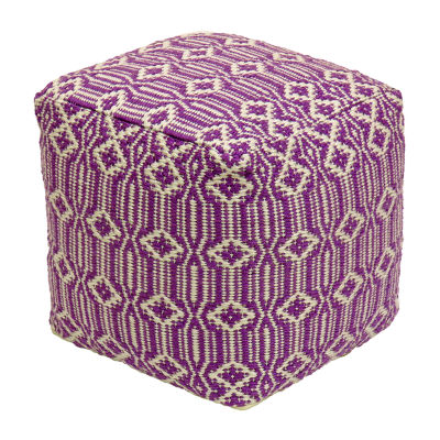 National Tree Co. Hand Woven Pouf Ottoman Lavender Lounge Cushion