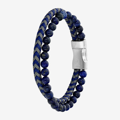 Mens Stainless Steel Beaded Bracelet